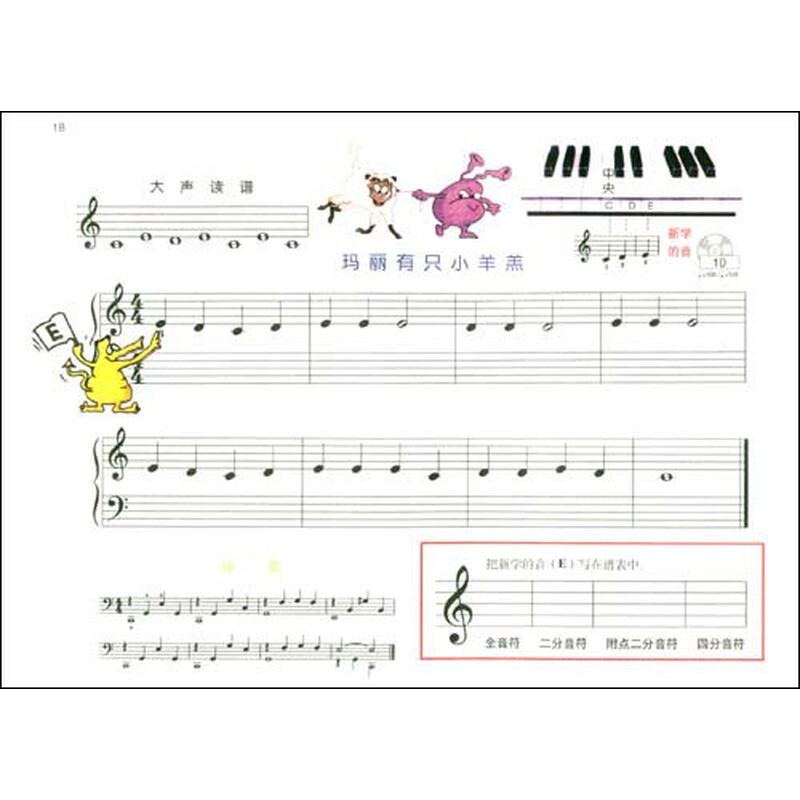 高音谱表的e音《玛丽有只小羊羔》