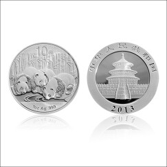 上海集藏 中国金币2013年1盎司熊猫银币纪念币 裸币（带透明币壳）