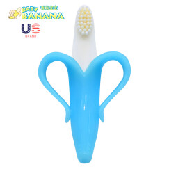 香蕉宝宝（Baby Banana）婴儿牙胶硅胶牙刷 安抚咬胶咬咬乐玩具 3个月以上蓝色