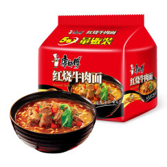 康师傅方便面 经典红烧牛肉面85g*5袋 泡面袋装速食 五连包 