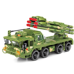 森宝积木军事坦克系列拼装玩具遥控99A主战坦克模型积木拼插男孩玩具儿童8 203109  PHL-03自行火箭炮
