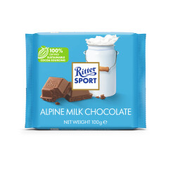 瑞特滋（RITTER SPORT）阿尔卑斯牛奶巧克力 休食零食 节日礼物送女友 德国原产100g