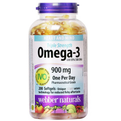 加拿大伟博（Webber Naturals） omega-3深海浓缩天然鱼油软软化胶囊200粒