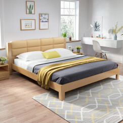 A家 床 框架实木床北欧双人床储物高箱床现代简约软包皮床Y3A0123 单床 框架床(1500mm*2000mm)