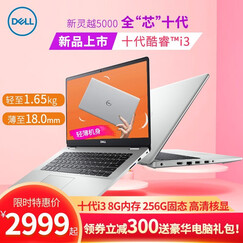 戴尔(DELL)灵越5000燃5493轻薄本14英寸办公学生手提商用笔记本电脑 i3-1005G1 8GB 256G固态推荐定制 【十代新品】皓月银 高性能核显 高清屏