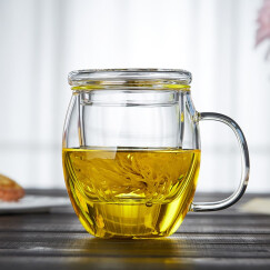 美斯尼 泡茶杯玻璃水杯子 茶水分离杯花茶杯绿茶杯居家用茶具 圆润杯350ml