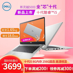 戴尔(DELL)灵越5000燃5493轻薄本14英寸办公学生手提商用笔记本电脑 i5-1035G1 8GB 256G固态推荐定制 【十代新品】皓月银 高性能核显 高清屏