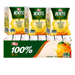 汇源 果汁100%橙汁 百分百果汁饮料200ml整箱24盒