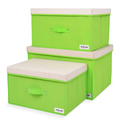 百草园(bicoy)分盖收纳箱整理箱 衣服杂物收纳盒储物箱 28L+40L+60L 3个装 绿色
