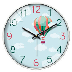 摩门（Momen）挂钟 客厅现代卡通时钟卧室创意挂表个性热气球钟表12英寸 HE0127 金属白