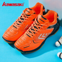 川崎Kawasaki羽毛球鞋男女同款舒适透气耐磨绝影 橙色 41码