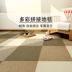 魔毯王国 地毯卧室满铺方块拼块拼接地毯客厅家用地毯商用办公室地毯 环保PVC底 魔方100系列 魔方100-32深咖色(单色) 1片(50* 50cm) 0.25平米