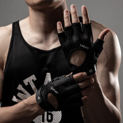 LAC健身手套男运动女器械训练防滑透气夏半指单杠 镂空透气 黑色 M码