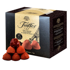 乔慕（Truffles）法国进口黑松露形黑巧克力70%纯可可脂礼盒装 70%黑松露（约120粒） 盒装 1000g