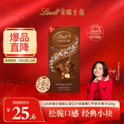 Lindt瑞士莲巧克力软心榛仁坚果牛奶巧克力100g进口儿童零食生日礼物女