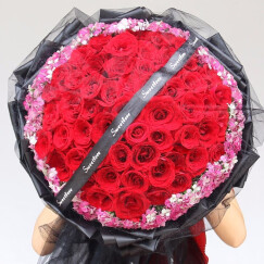 艾斯维娜鲜花速递33朵红玫瑰花束送女友生日礼物同城花店配送 52朵红玫瑰花束女神款