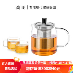 尚明耐热玻璃冲茶壶泡茶壶茶水分离过滤家用大容量泡茶器加厚茶具 2小杯+ 700ml