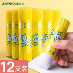 三木(SUNWOOD) 36g高粘度PVA固体胶/胶水/胶棒/快干耐用 12支装 6608