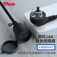TOWE 同为空调插座电源延长线三插头国标16A大功率防水3芯 热水器电动汽车充电加长线 10米 2.5平 黑色TW-FYC-G16/G16