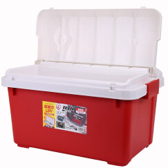 爱丽思（IRIS) 汽车收纳箱储物箱 RV600双盖 40升 PP树脂材料 白/红色