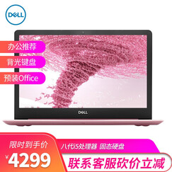 戴尔(DELL)灵越5370-2505轻薄本13.3英寸办公i5学生办公手提笔记本电脑 8GB内存 240G固态 粉色定制 i5-8250U四核 HD620显卡 背光键盘
