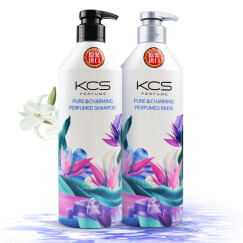 爱敬KCS花香香水洗护套装600ml*2(洗发水洗头膏洗发液润发乳 柔顺丝滑 男女通用)