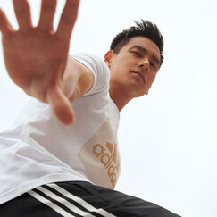 Adidas阿迪达斯长袖男上衣 2019夏季新款跑步运动服黑色logo透气字母训练圆领长袖T恤 DF DY8653/白色金标/彭于晏同款 XL(185/104A)