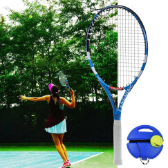 朗宁网球拍全碳素一体套装成人专业比赛单拍初学者回弹带线网球训练器 网球拍白蓝
