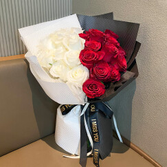艾斯维娜鲜花速递33朵红玫瑰花束送女友生日礼物同城花店配送 19朵玫瑰混搭双拼花束
