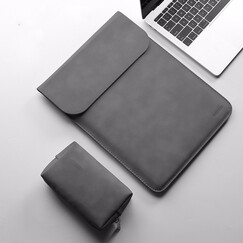 泰克森12电脑包air11苹果笔记本Macbook内胆包pro13皮套mac保护套15英寸手提 三代细腻皮纹微绒-竖款深空灰 Air13.3或Retina13.3英寸