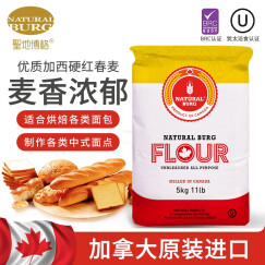 圣地博格加拿大原装进口多用途高筋面粉 面包粉披萨面条包子吐司欧包饺子 5kg保质期2025.4.18