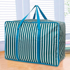 纳纳（nana） 棉被袋收搬家手提袋打包袋子 编织袋行李布袋旅行包装 蓝绿条纹 超大号70*35*50cm=122L