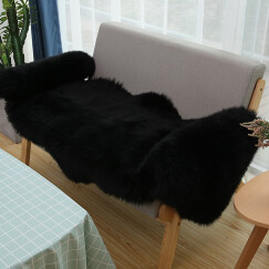 裘朴 羊毛地毯客厅卧室地毯羊毛整张羊皮地毯冬季澳洲羊皮毛一体 Qiupu黑色 促销款1P 50*70cm