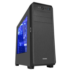 先马（SAMA）塔里克侧透版黑 游戏电脑机箱（宽大五金/拉丝面板/侧透/U3/支持SSD/380mm长显卡/背线）