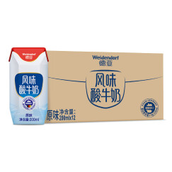 德亚（Weidendorf）德国进口原味酸牛奶200ml*12盒 整箱装每盒7.2g蛋白质营养早餐