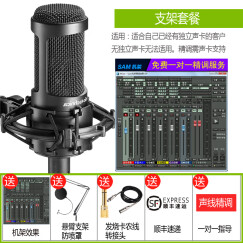 铁三角（Audio-technica） AT2050电容麦手机直播设备套装K歌大合唱主播录音话筒 支架套餐