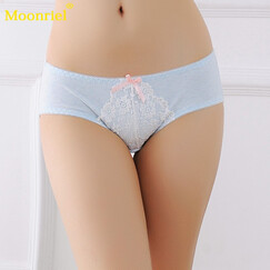 Moonriel女士内裤【5条装】女式纯棉质中腰性感少女生内衣可爱提臀卡通小猫咪三角裤头 930-9D款套餐二 蓝色+粉色+灰色+肤色+肤色 L码建议100-120斤以内