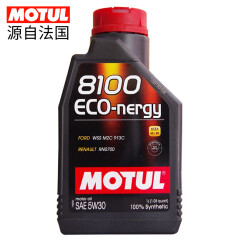 摩特（MOTUL）8100 ECO-NERGY 全合成机油汽车润滑油 5W-30 A5/B5 SL级 1L 养车保养