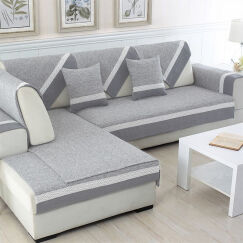 舜馨 沙发垫棉麻四季通用布艺沙发垫套装组合沙发垫坐垫可定制 深灰 90*90cm 一条