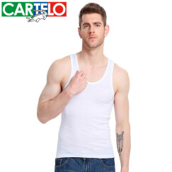 卡帝乐鳄鱼（CARTELO）纯棉男士 工字背心螺纹运动弹力修身男式刺绣胸标打底衫KDLBX002 白色 XL