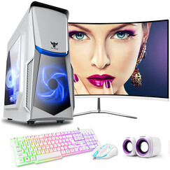 星惠佳 四核/I5/GTX1060独显 8G游戏办公吃鸡台式电脑主机/DIY组装电脑整机 主机+24英寸曲面显示器套装 配置一:AMD830四核+GTX650独显