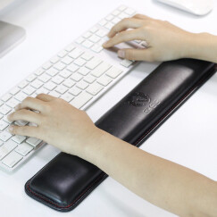 宜适酷（EXCO）鼠标垫 护腕皮质包边键盘托 超大号游戏锁边键盘垫腕托 BAS17001 Wrist 黑 长款