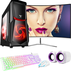 亚当贝尔 酷睿i5-8400/酷睿i7独显/GTX1060家用商务办公组装游戏台式电脑主机整机全套 主机+24英寸曲面显示器整套全套 套餐三(酷睿i7+GTX750Ti+256G)吃鸡