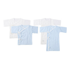 全棉时代 婴儿衣服 纱布婴儿服初生纯棉四季 59/44(建议0-3个月) 蓝色+白色 短款+长款 2盒4件装