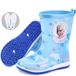 迪士尼 Disney 儿童雨鞋 男女童小学生中筒防滑胶鞋大小童雨靴 16180 冰雪蓝37码/内长24.3cm