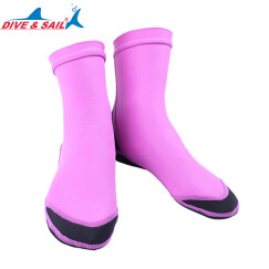 DIVE&SAIL新款1.5MM氯丁橡胶面游泳袜子防滑保暖潜水袜 防刮防滑浮潜袜 紫色 M