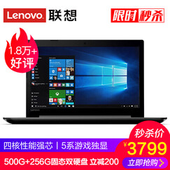 联想IdeaPad320 独显四核芯Intel性能笔记本电脑 超薄本游戏办公便携轻薄本商用电脑小新s N4200/8G/500+256G/黑色定制14 2G独显 W10