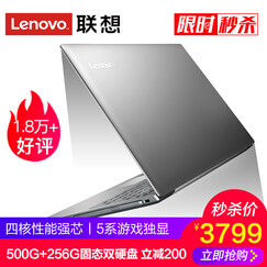 联想IdeaPad320 独显四核芯Intel性能笔记本电脑 超薄本游戏办公便携轻薄本商用电脑小新s N3450/8G/500+256G/银色定制15 2G独显 W10