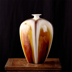 欢畅 景德镇陶瓷窑变冰裂纹花瓶 创意家居客厅中式花瓶 装饰品摆件 y 金色水滴瓶  一个