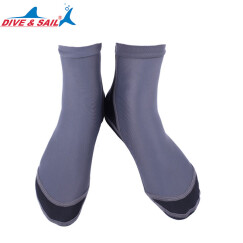 DIVE&SAIL新款1.5MM氯丁橡胶面游泳袜子防滑保暖潜水袜 防刮防滑浮潜袜 灰色 L